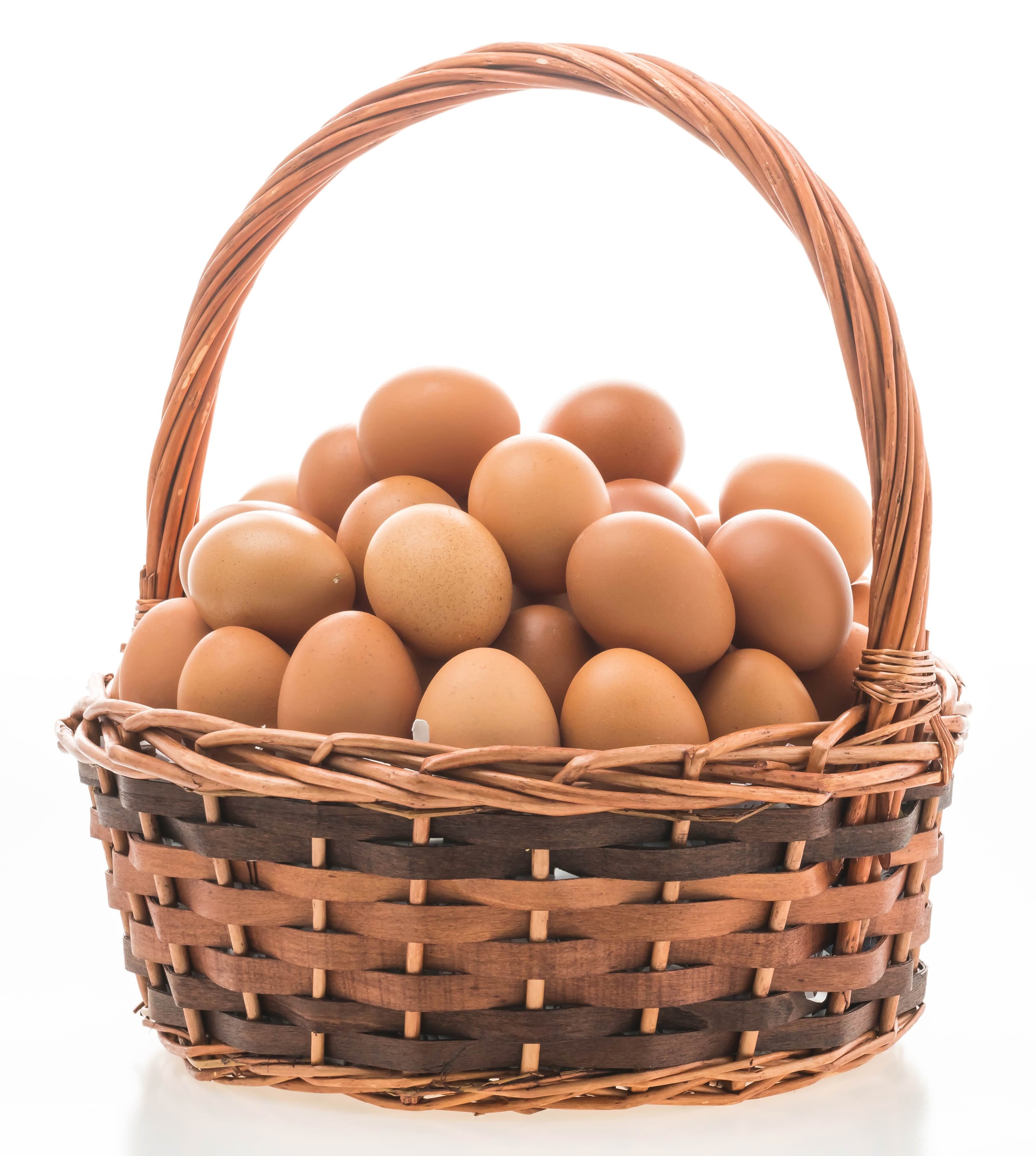 Basket of fresh farm eggs